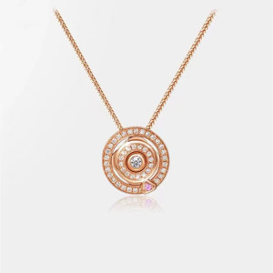 指爱针项链纯银曼卡龙女18k金玫瑰色520情人节送女友礼物爱人老婆