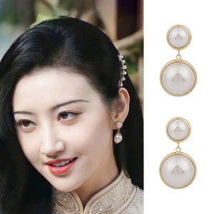 景甜司藤同款耳环925银针法式复古优雅汉服旗袍珍珠耳环耳坠2021