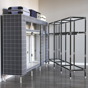 简易衣柜钢结构加厚结实耐用出租房喷绘钢管布衣柜家用卧室牛津布