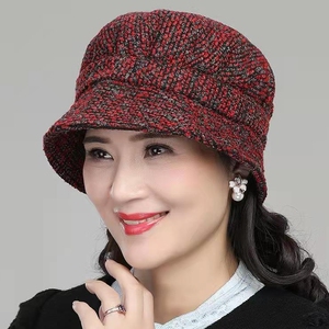 女士秋冬遮阳帽中老年女帽休闲盆帽老年奶奶老太太帽子布帽渔夫帽