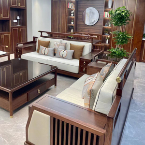 新中式实木沙发组合乌金木简约现代别墅大户型大平层客厅家具套装