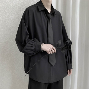 黑暗系男装高级感雪纺衬衫男长袖夏季薄款禁欲系衬衣防晒衣服男款
