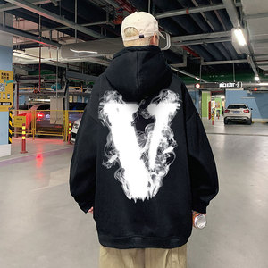 v字卫衣男潮牌美式复古高街无性别宽松潮流百搭陪宠秋季衣服外套