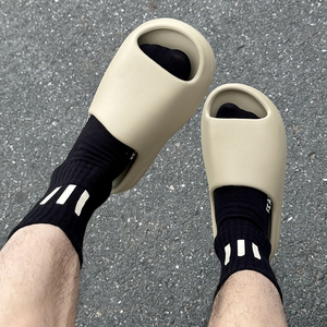 新品硅胶标复古三条扛男女袜子搭配拖鞋洞洞鞋运动FG美式街头长袜
