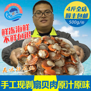 青岛新鲜扇贝肉鲜活去壳扇贝现剥500g包邮贝类海鲜水产冷冻扇贝肉
