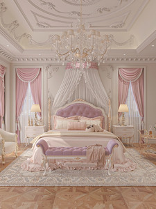法式轻奢实木床卧室1.8米双人床奢华大床皮艺床法式新古典公主床