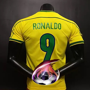 巴西复古版球衣1998年主场短袖足球服9号罗纳尔多diy定制队服包邮