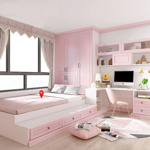 小卧室连体床和衣柜榻榻米床衣柜一体实木双人床高箱储物现代简约