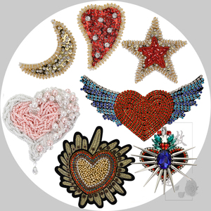 手工钉珠亮片爱心翅膀月亮布贴  衣服百搭鞋包帽装饰配件diy可缝