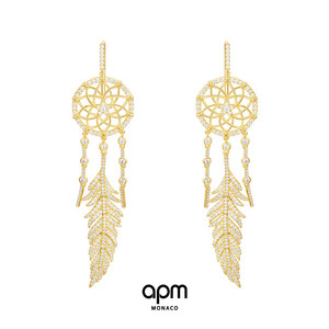 apm monaco黄金色捕梦网耳环女 温柔流苏耳钉母亲节礼物送妈妈