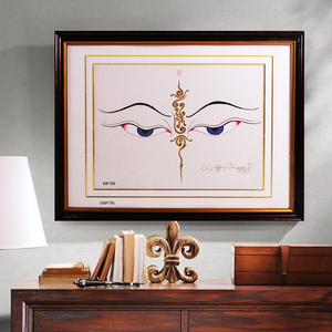 般若佛眼手绘唐卡西藏坛城财神眼挂画客厅书房玄关