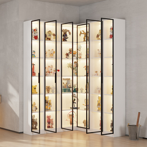 家用转角手办柜玻璃门展示柜书柜轻奢定制客厅收纳储物柜子办公