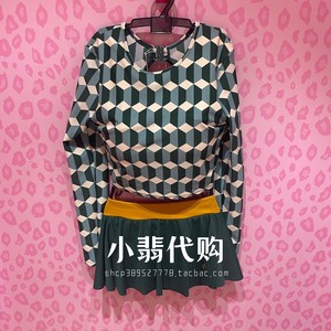 安莉芳旗下芬狄诗专柜立体方块长袖无钢圈平角分体泳衣fs00092