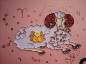 衍纸画十二星座白羊座创意生日礼物节日结婚礼a4手工作业毕业设计