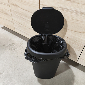 赫拉斯 附盖圆角厨房浴室垃圾桶黑色8公升宜家国内代购