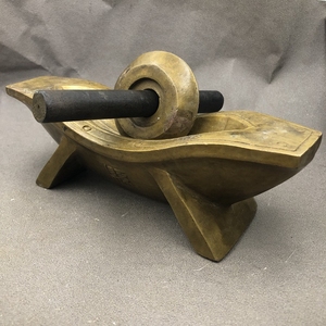 古玩杂项 药碾子 铜器碾药机中医药店装饰复古老物件实心影视道具