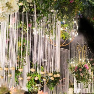 圆形婚礼吊顶圆环路引花环半帘装扮酒店包厢房间商场多色吊帘迎宾