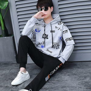 13岁初中学生卫衣男14青少年休闲运动套装潮流帅气15大童男生春装