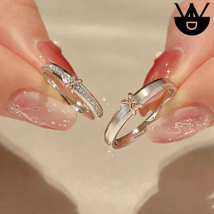韩国dw戒指情侣一对个性可调节小众情人时尚情人节求婚订婚钻对戒