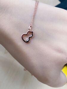 品蒂芙尼代项链 18k玫瑰金白贝母红玛瑙镶钻mini葫芦锁骨链