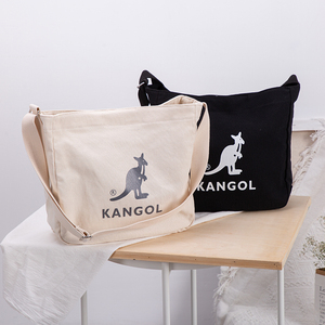 韩国kangol袋鼠精品款厚实帆布料休闲托特单肩斜挎tote帆布袋包