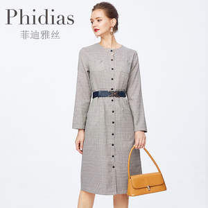 Phidias春秋季2023新款女连衣裙时尚洋气减龄长袖设计高级感裙子