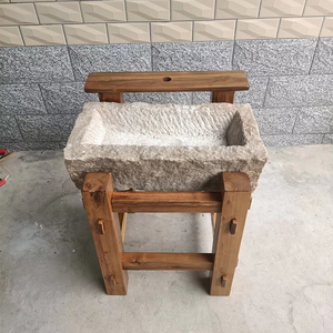 石槽木架老榆木石槽架子方形洗手盆洗手池鱼缸复古怀旧室内外摆件