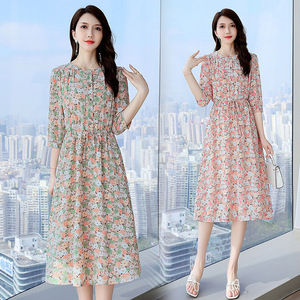 碎花雪纺连衣裙京东