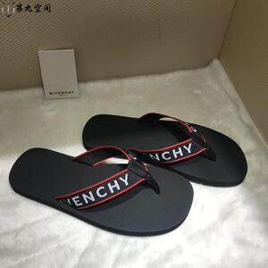 正品givenchy/纪梵希 18春夏新款男士简约字母彩条印花人字拖鞋