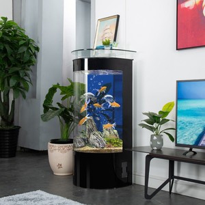 鱼缸水族箱大型客厅落地家用小型玻璃生态免换水半圆金鱼锦鲤鱼缸