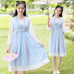 初中学生汉服女14岁16中国风夏装13女孩古装汉元素仙女超仙裙长袖