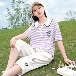 初中学生夏天套装女14岁时尚女孩短袖两件套12岁15女大童夏装洋气