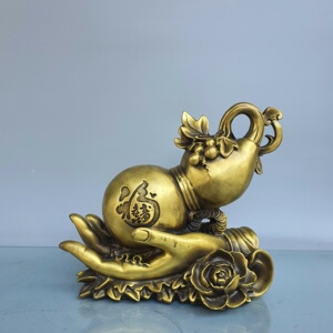纯铜佛手葫芦摆件招财纳福五福临门福禄寿节节高升客厅办公室礼品