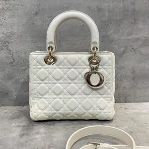 【97新】dior/迪奥 白色羊皮 五格戴妃包 公价4万尺寸24x20 肩带