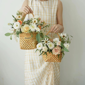 藤编三八女神节礼盒花篮手工编织竹编手拎篮鲜花插花手提篮子花艺