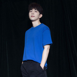 极限挑战6邓伦同款空白蓝色纯棉短袖t恤男女休闲情侣百搭半袖衣服