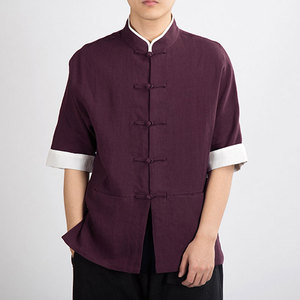 茶服男禅意中医服装男养生馆艾灸理疗师按摩推拿师工作服唐装定制