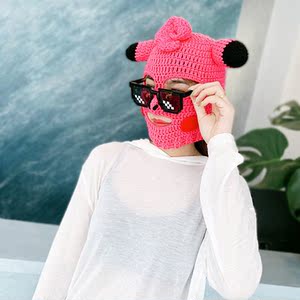 上柠-沙雕猪猪头套恶搞怪笑网红可爱卡通不露脸粉色毛绒玩偶直播