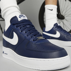 代购正品耐克nike air force 1 07 an20基础款皮面海军蓝板鞋男