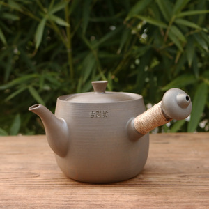 潮州古陶坊老岩泥煮茶壶粗陶烧水砂铫家用户外大容量煮普洱茶白茶