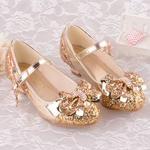 冰雪奇缘公主鞋时尚小跟秋儿童鞋女童高跟anna安娜蓝色cos单鞋子