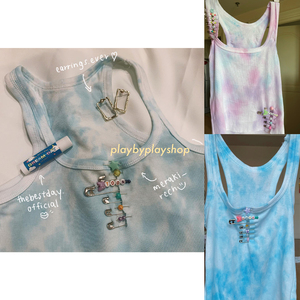 meraki_rech泰国小众设计代购别针手工扎染彩色吊带背心