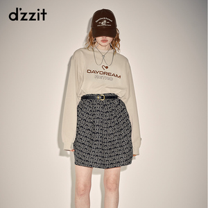 dzzit地素春专柜新款oversize男友风字母印花设计套头卫衣女