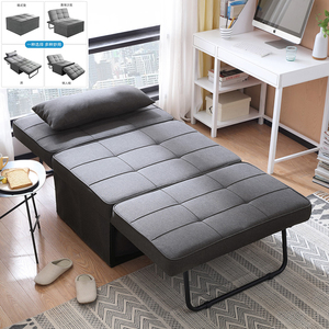简约布艺现代脚蹬式折可折叠单人多功能小户型书房办公午睡沙发床