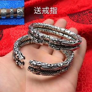 二响环手镯复古老九门张启山张大佛爷同款男女开口双龙头纯银手环