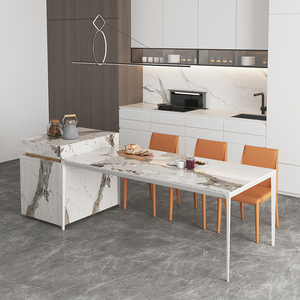 潘多拉岩板岛台餐桌一体成品轻奢高端家用厨房现代简约餐桌椅组合