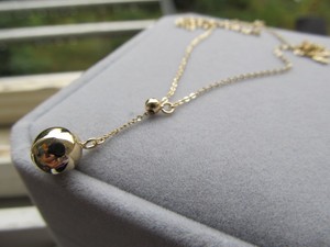 韩国纯14k金光球项链带调节球y形链闪亮大金球素金锁骨链黄金百搭