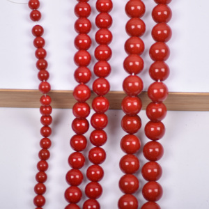 AAA仿南洋贝珠散珠 4-14mm大红色玻璃圆珠子手工DIY项链耳环材料