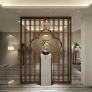 不锈钢屏风新中式隔断客厅轻奢金属餐厅酒店大堂背景镂空玄关定制
