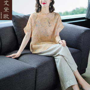 棉麻套装女夏两件套复古原创中式唐装亚麻妈妈装中国风民族风女装